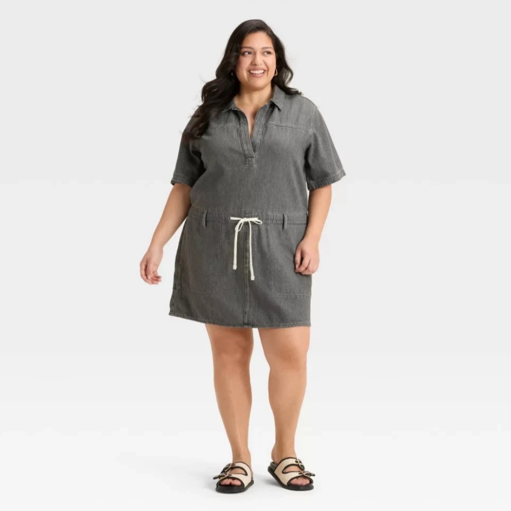 NWT Black Denim Dropwaist Mini Dress Size 3X - Picture 2 of 4